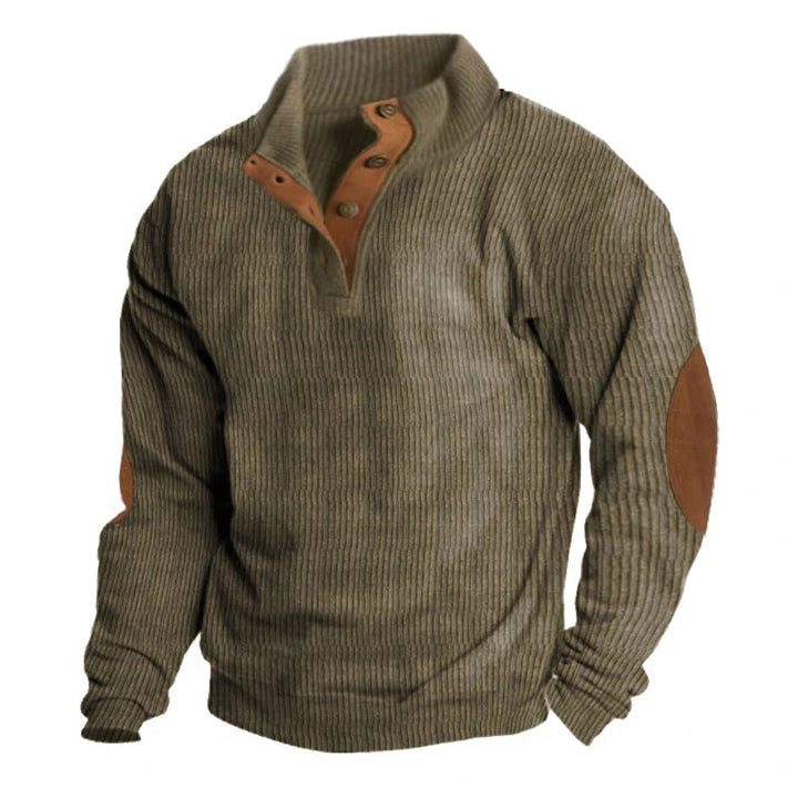 Heren ribgebreide trui met kwartsluiting, ideaal voor een casual winterlook. Comfortabel en stijlvol.