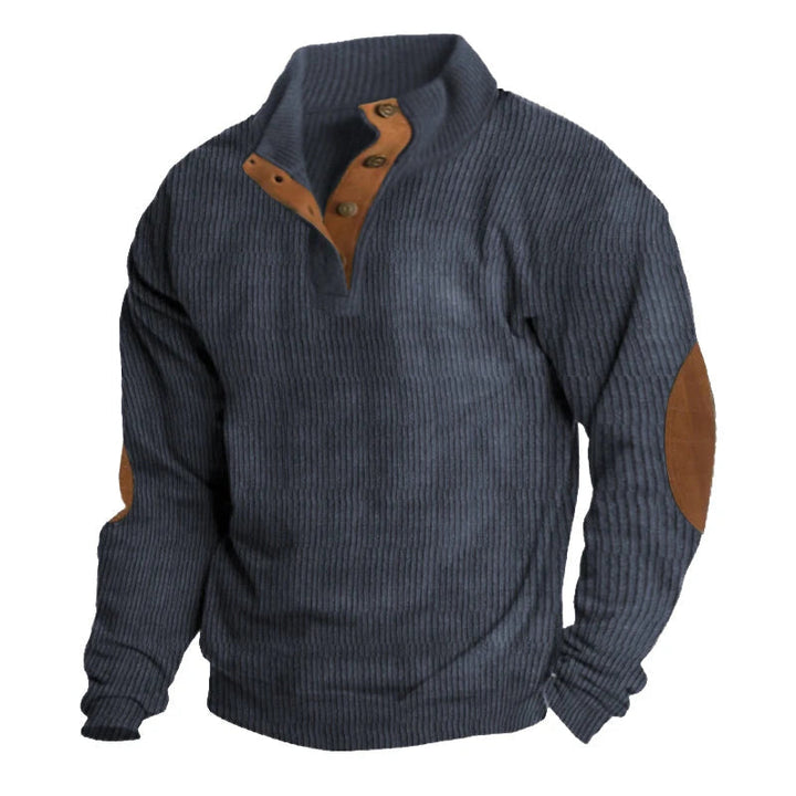 Slim fit heren pullover, ribgebreid met elegante kwartsluiting. Perfect voor herfst en winter.