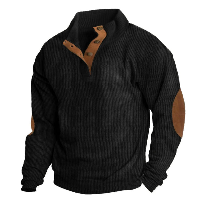 Heren ribgebreide pullover met kwartsluiting voor een comfortabele, casual slim fit look in de winter.