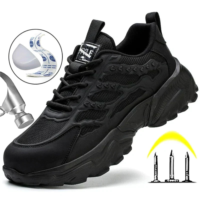 Antislip heren werkschoenen Rocco met stalen neus, bieden bescherming en grip op de werkvloer.