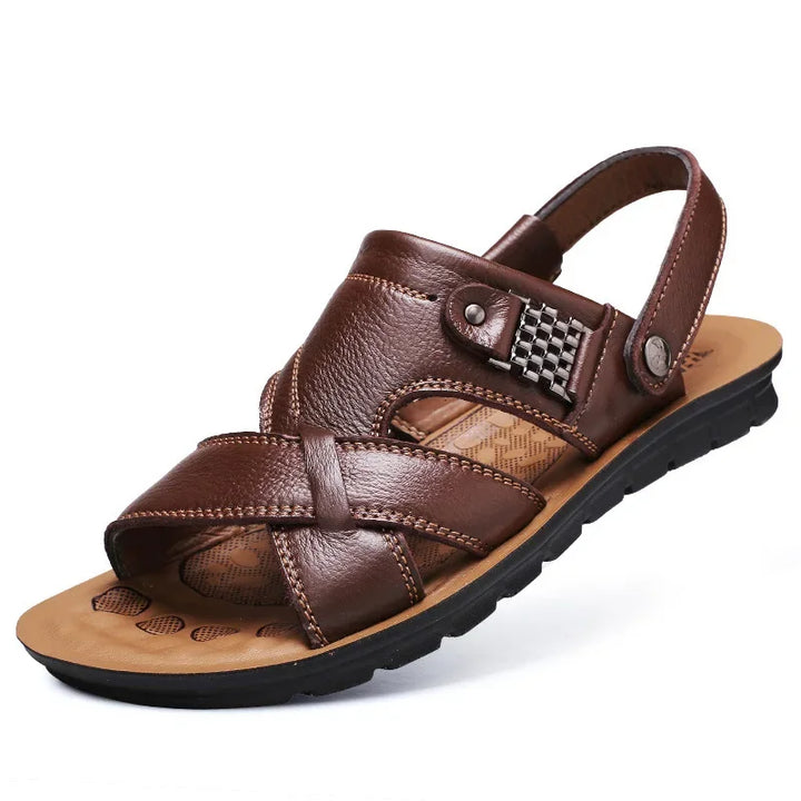 Comfortabele gele heren sandalen Tiberius, robuust en ademend, ideaal voor actieve zomervakanties.
