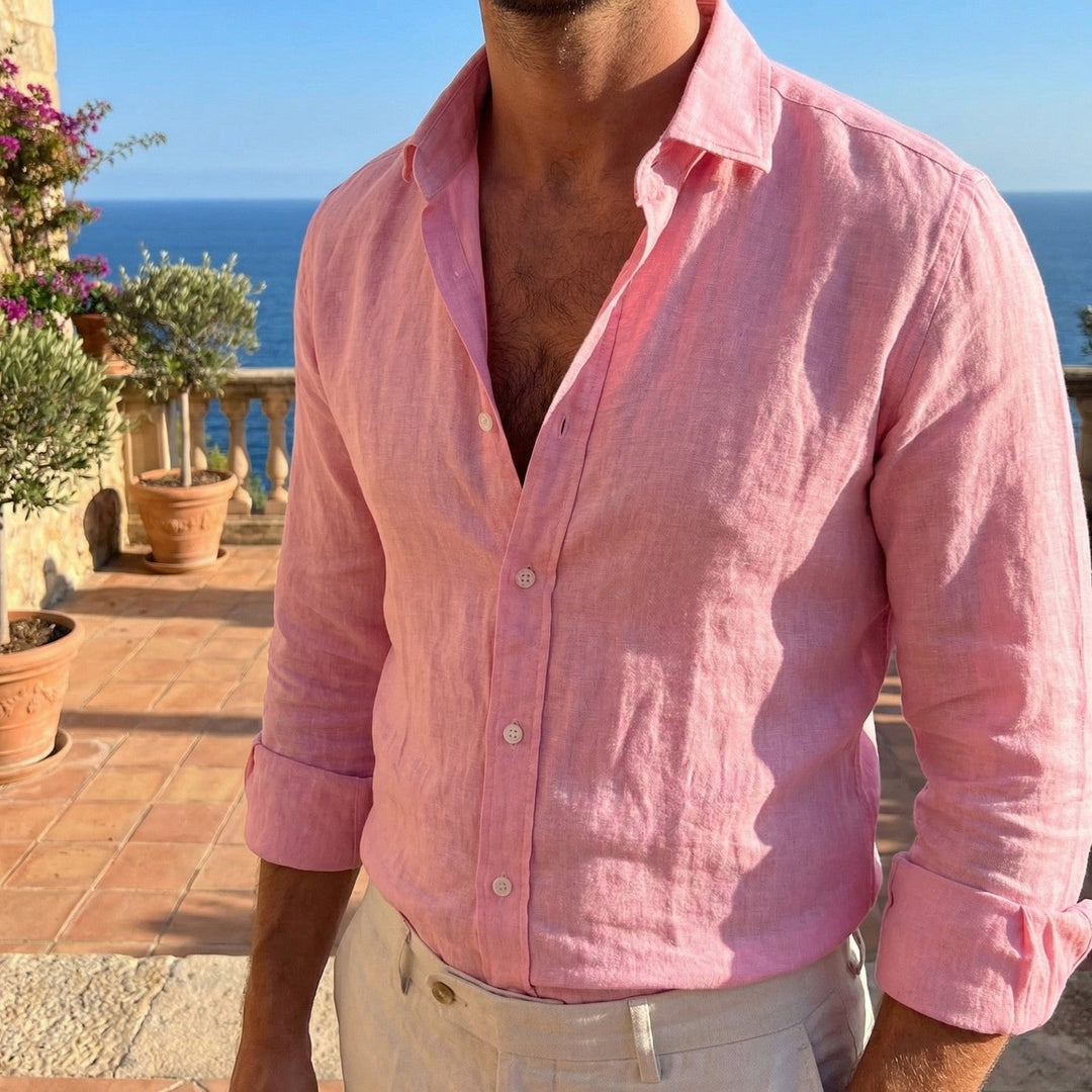 Lange mouw heren shirt met klassieke kraag, geschikt als casual of smart casual overhemd.