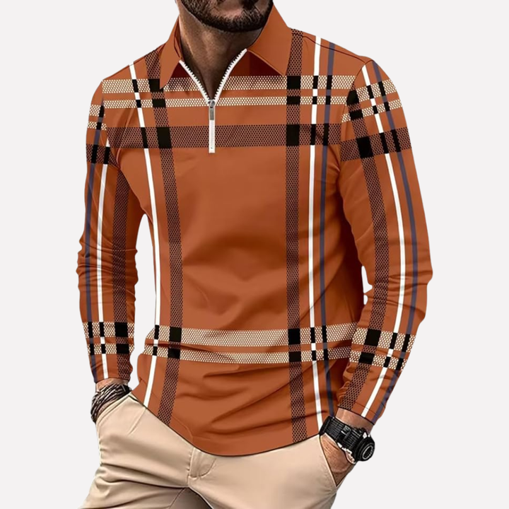 Dagelijks heren shirt met lange mouwen. Trendy contrast design, ronde hals. Comfortabele en stijlvolle herenmode.