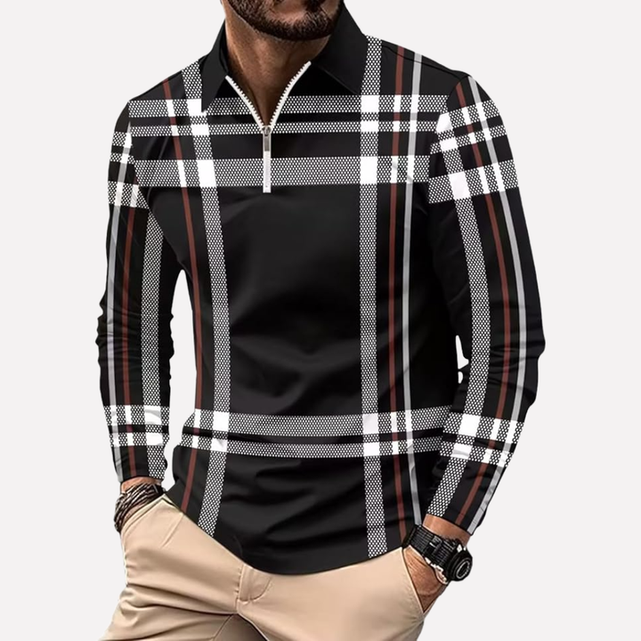 Comfortabel heren shirt met lange mouwen. Stijlvol contrast design en ronde hals. Ideaal voor herenmode.