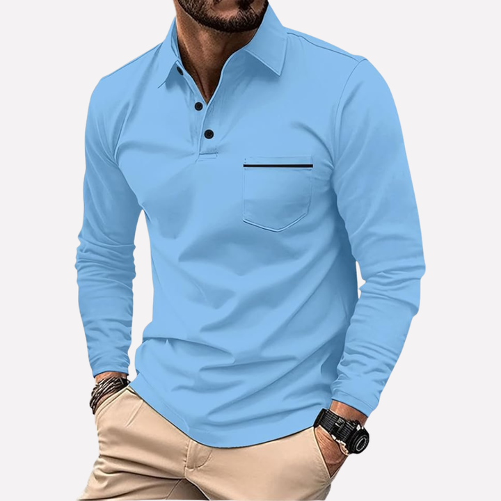 Veelzijdig heren shirt lange mouwen. Casual mode met een uniek contrast design. Stijlvolle herenkleding.