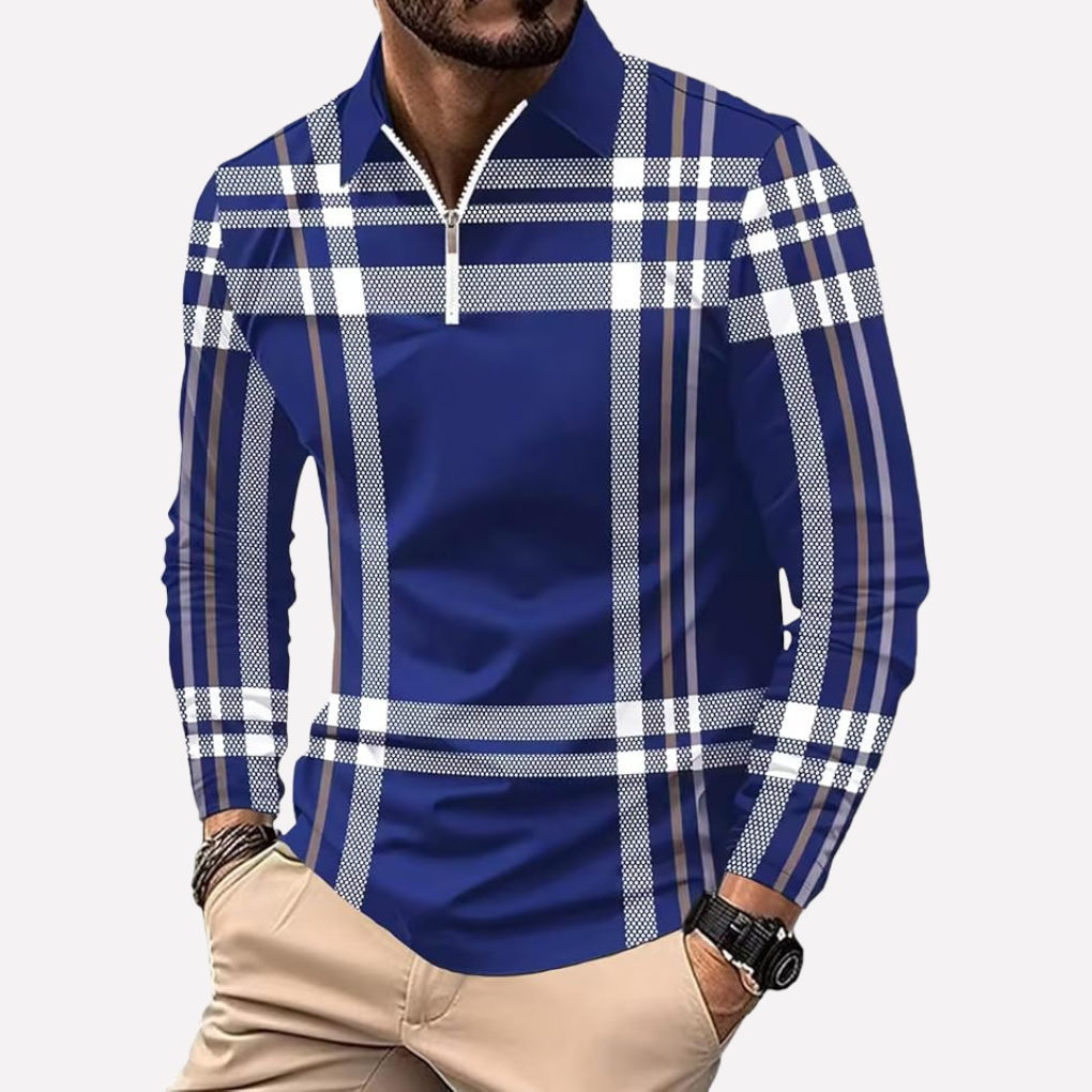 Heren shirt AM1: Lange mouwen, comfortabel. Stijlvol contrast design en ronde hals. Essentiële herenkleding.