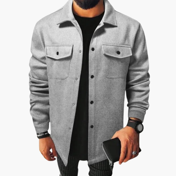 Heren shirtjack, stijlvolle overgangsjas met knopenlijst en borstzakken, perfect voor lente/herfst.