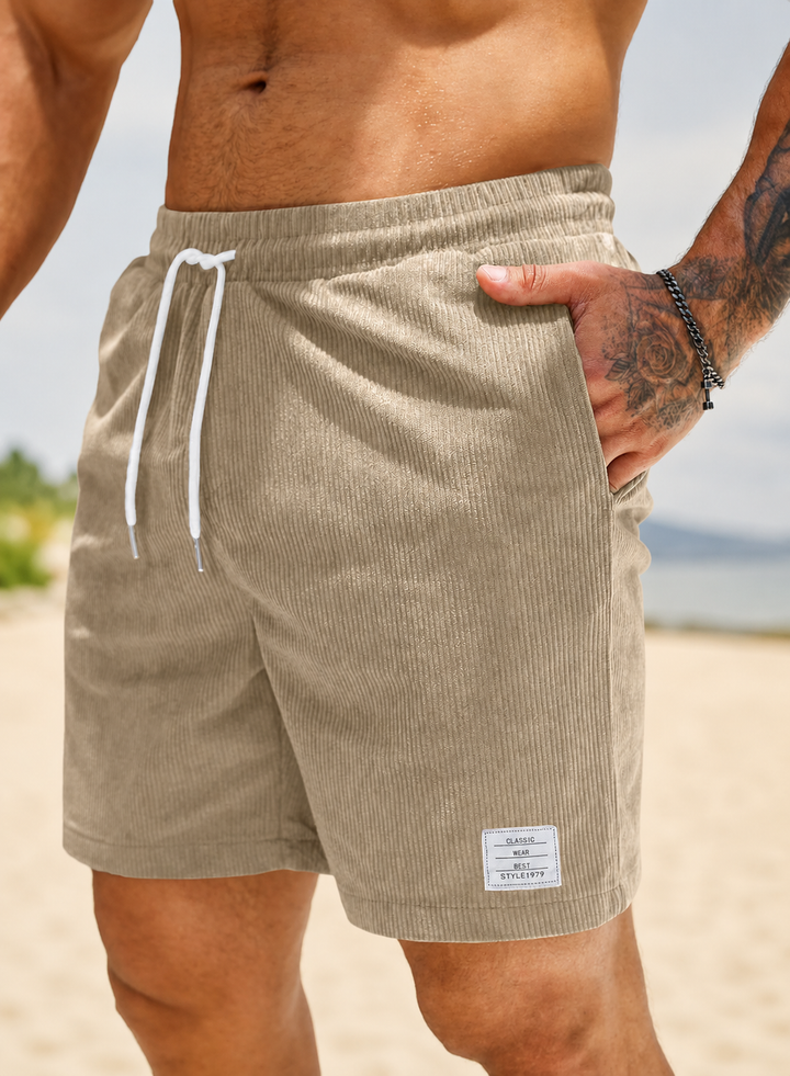 Heren shorts, relaxed fit, met elastische taille en trekkoord, ideaal voor sport of ontspanning.