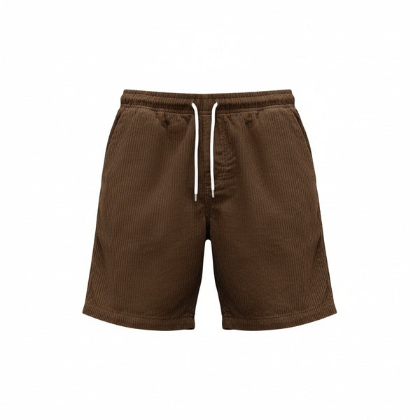 Bruine heren shorts met elastische taille en trekkoord
