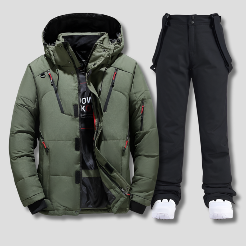Comfortabel heren skipak, ideaal voor wintersport. Waterdichte skikleding voor warmte en bewegingsvrijheid.