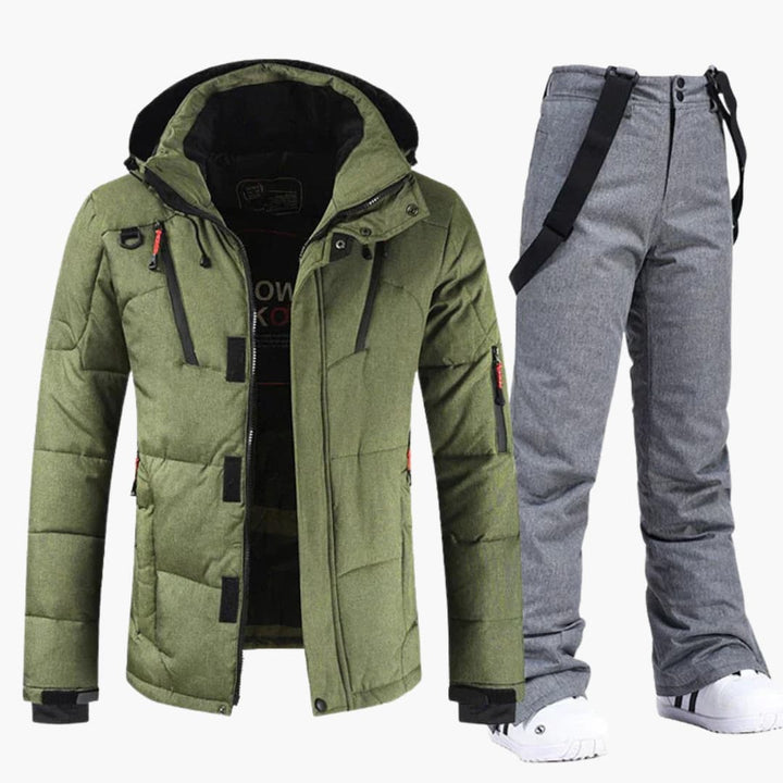 Heren ski set met comfortabel ski-jack en bijpassende skibroek voor een warme wintersportervaring.