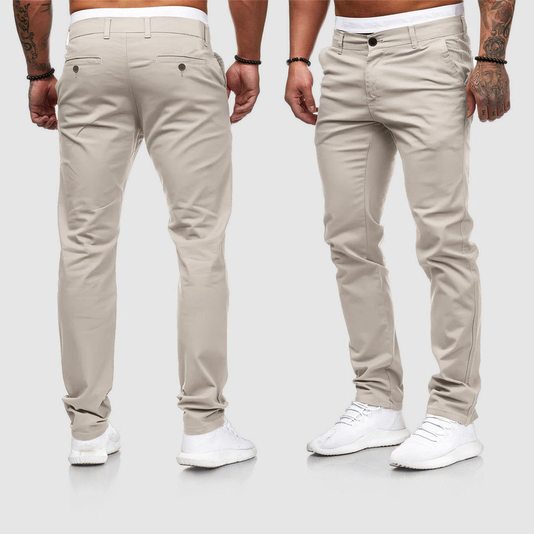 Heren slim-fit chino broek, comfortabel en stijlvol voor zowel casual als zakelijke gelegenheden.