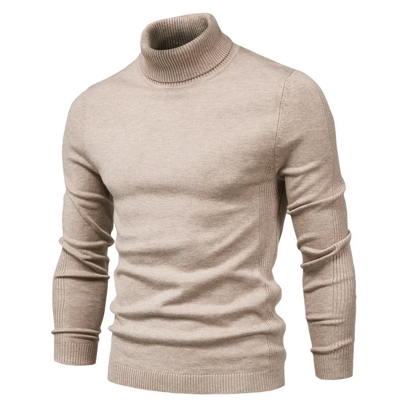 Modieuze wintertrui voor heren, een comfortabele en elegante slim-fit coltrui.