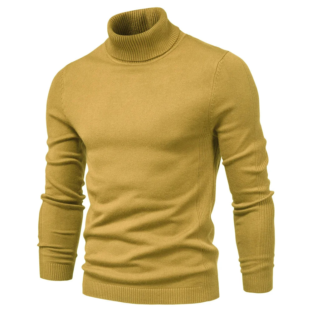 Herenmode topper: een warme slim-fit coltrui met lage hals, essentieel voor je garderobe.
