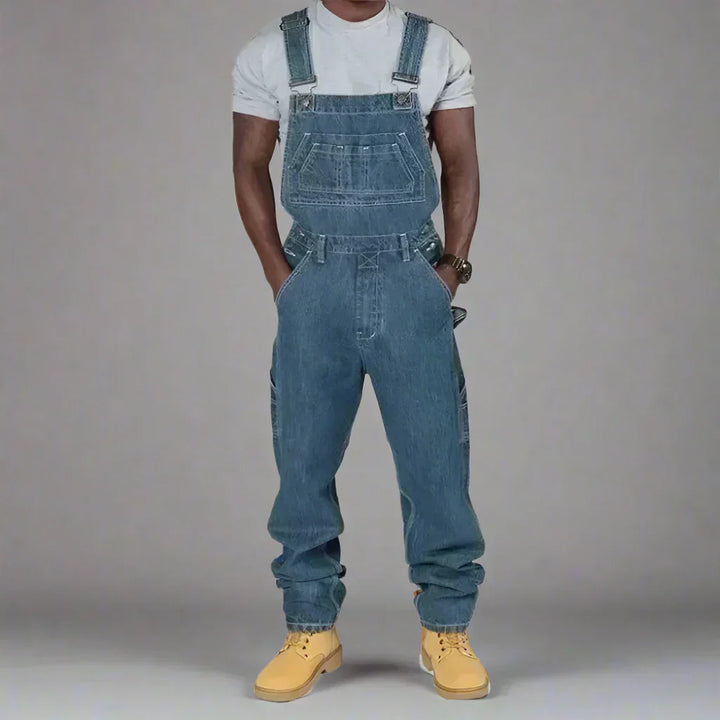 Modieuze heren overall met splice details, ontworpen voor een slanke en urban stijl.