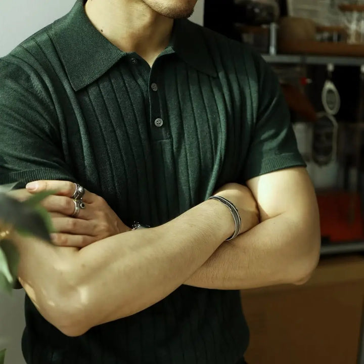 Zomers effen slim fit poloshirt voor heren, met rits, veelzijdige bovenkleding.