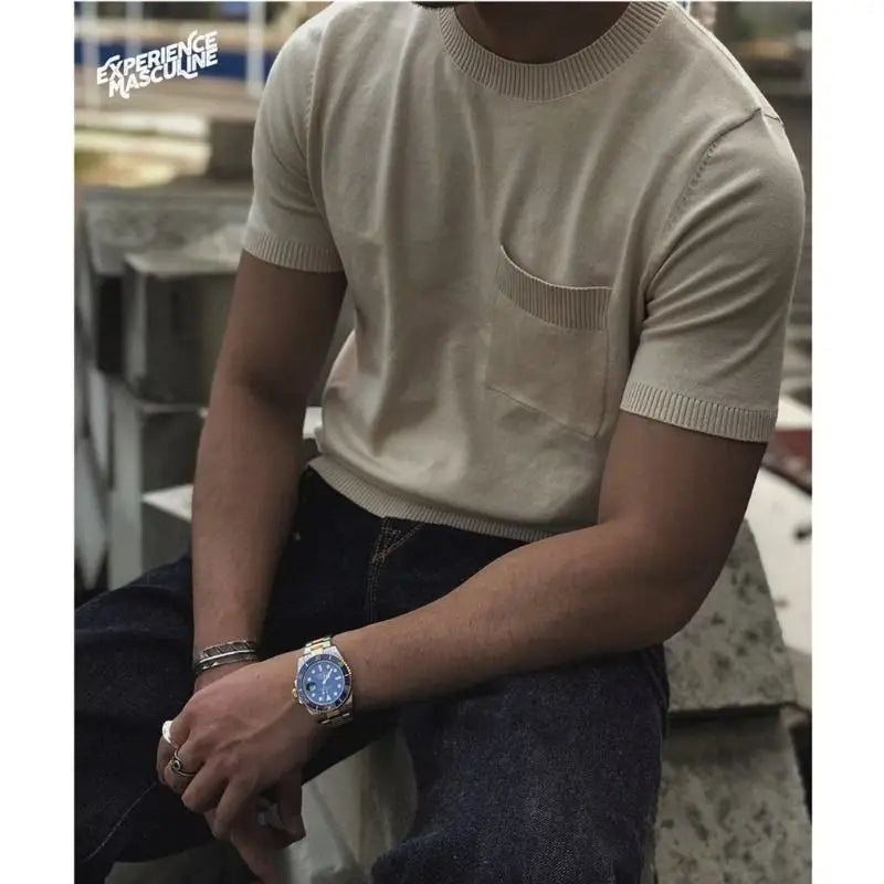 Gestreept slim fit poloshirt voor heren, met rits, casual en toch gekleed.