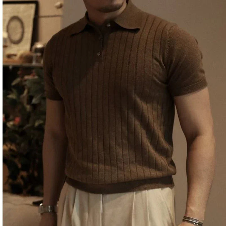 Effen heren poloshirt met rits, slim fit, ademend en comfortabel voor de zomer.