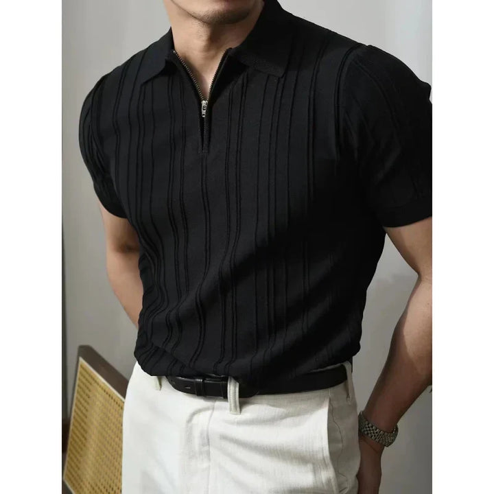 Comfortabel slim fit heren poloshirt met rits, modieus en veelzijdig.