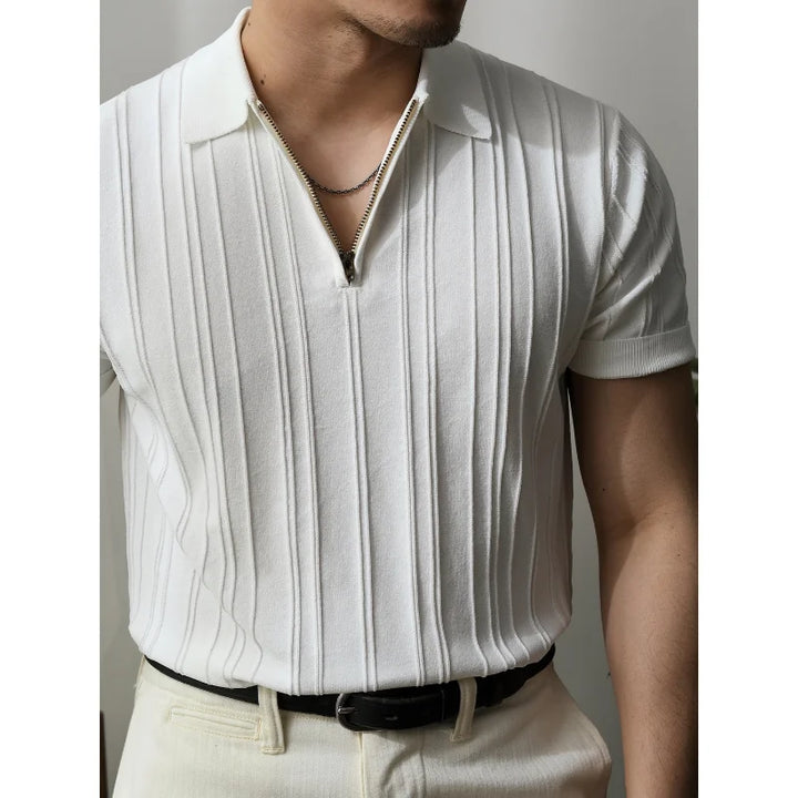 Fabrizio heren poloshirt: stijlvolle slim fit met rits, perfect voor elke man.