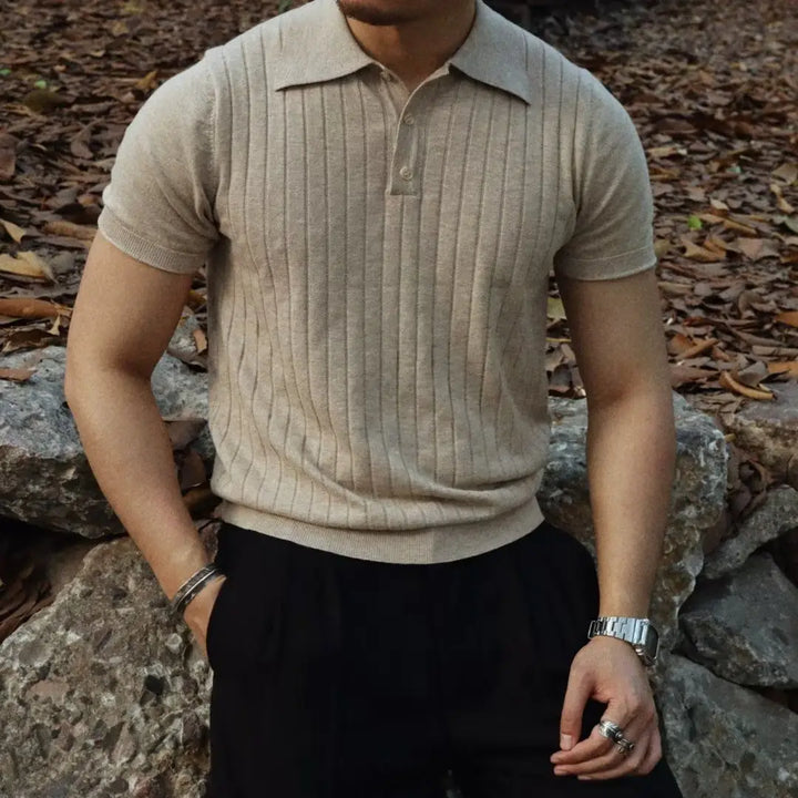 Stijlvol Fabrizio heren slim fit poloshirt met ritskraag voor een frisse zomerlook.