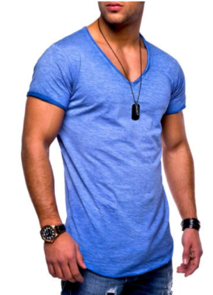 Heren T-shirt met strakke V-hals en slim fit pasvorm, ideaal voor een trendy en comfortabele herenoutfit.