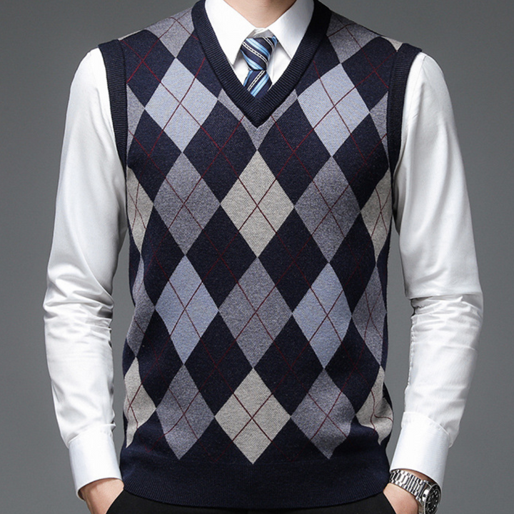 Tijdloze heren argyle spencer, ideaal voor casual en zakelijke herenmode. Stijlvol en comfortabel.