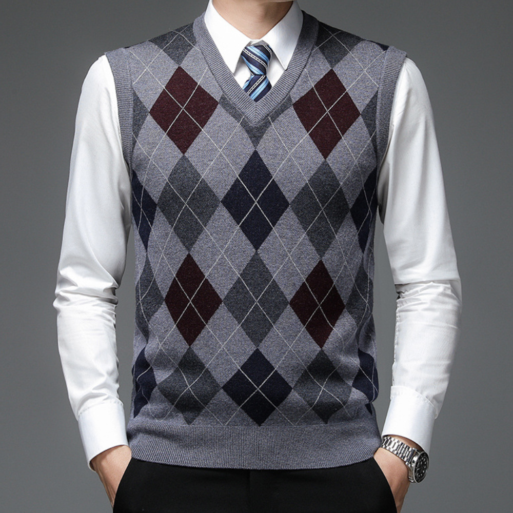 Felix heren spencer met opvallend argyle ruitpatroon, perfect voor een klassieke doch casual look.