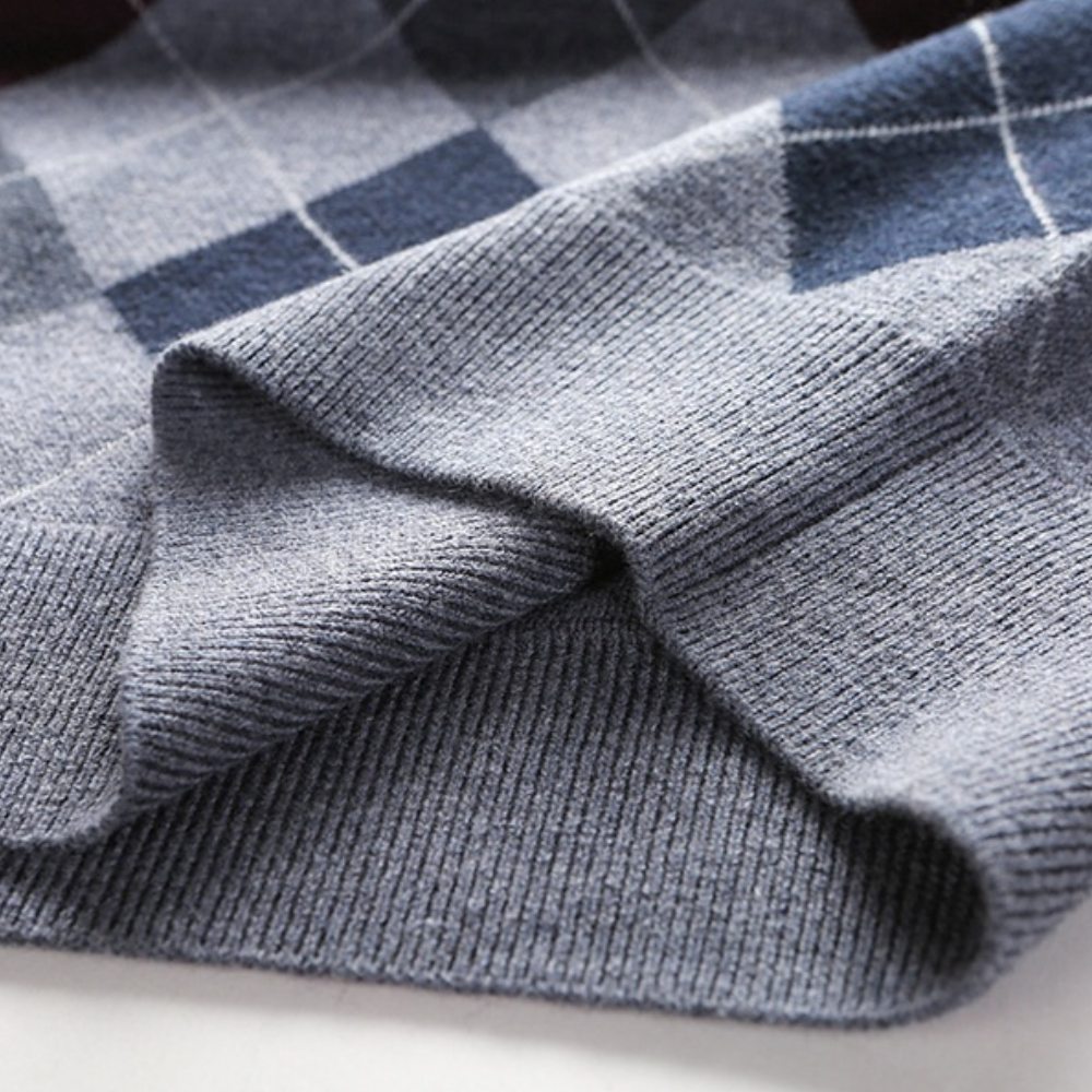 Stijlvolle heren spencer in argyle design. Een tijdloos vest, comfortabel voor zakelijk of casual gebruik.