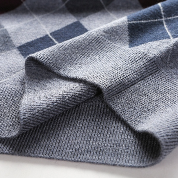Stijlvolle heren spencer in argyle design. Een tijdloos vest, comfortabel voor zakelijk of casual gebruik.