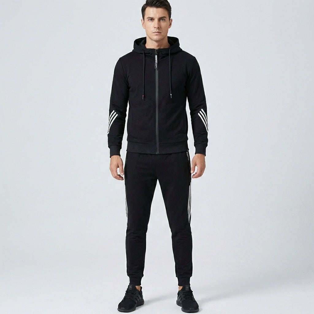 Heren sportief trainingspak van wolmix, comfortabel 2-delig pak voor sport of vrije tijd.