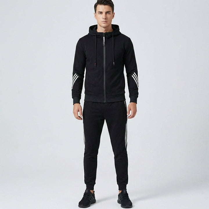 Heren sportief trainingspak van wolmix, comfortabel 2-delig pak voor sport of vrije tijd.