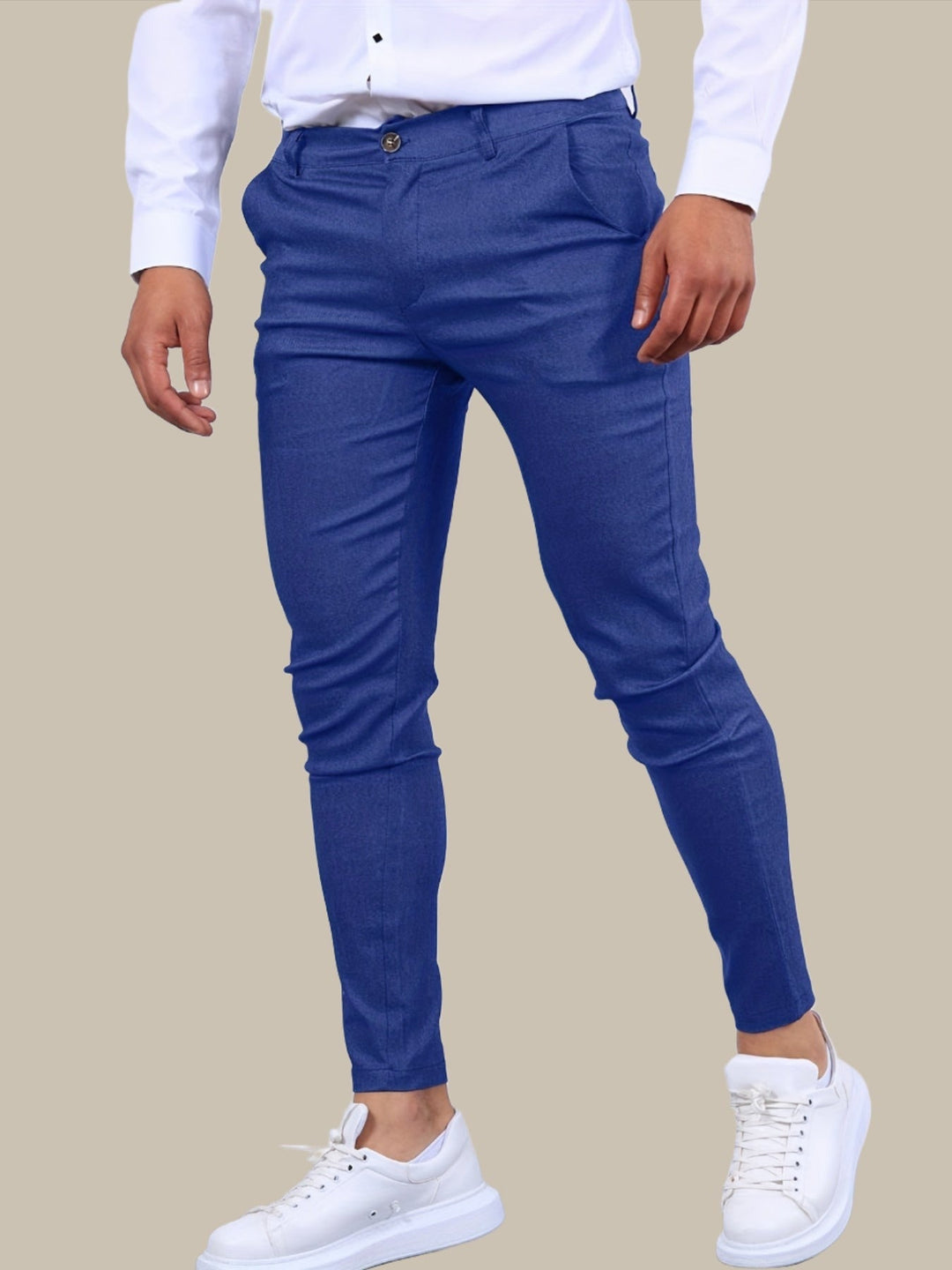 Veelzijdige herenbroek: stijlvolle stretch skinny fit, geschikt voor casual en formeel gebruik.