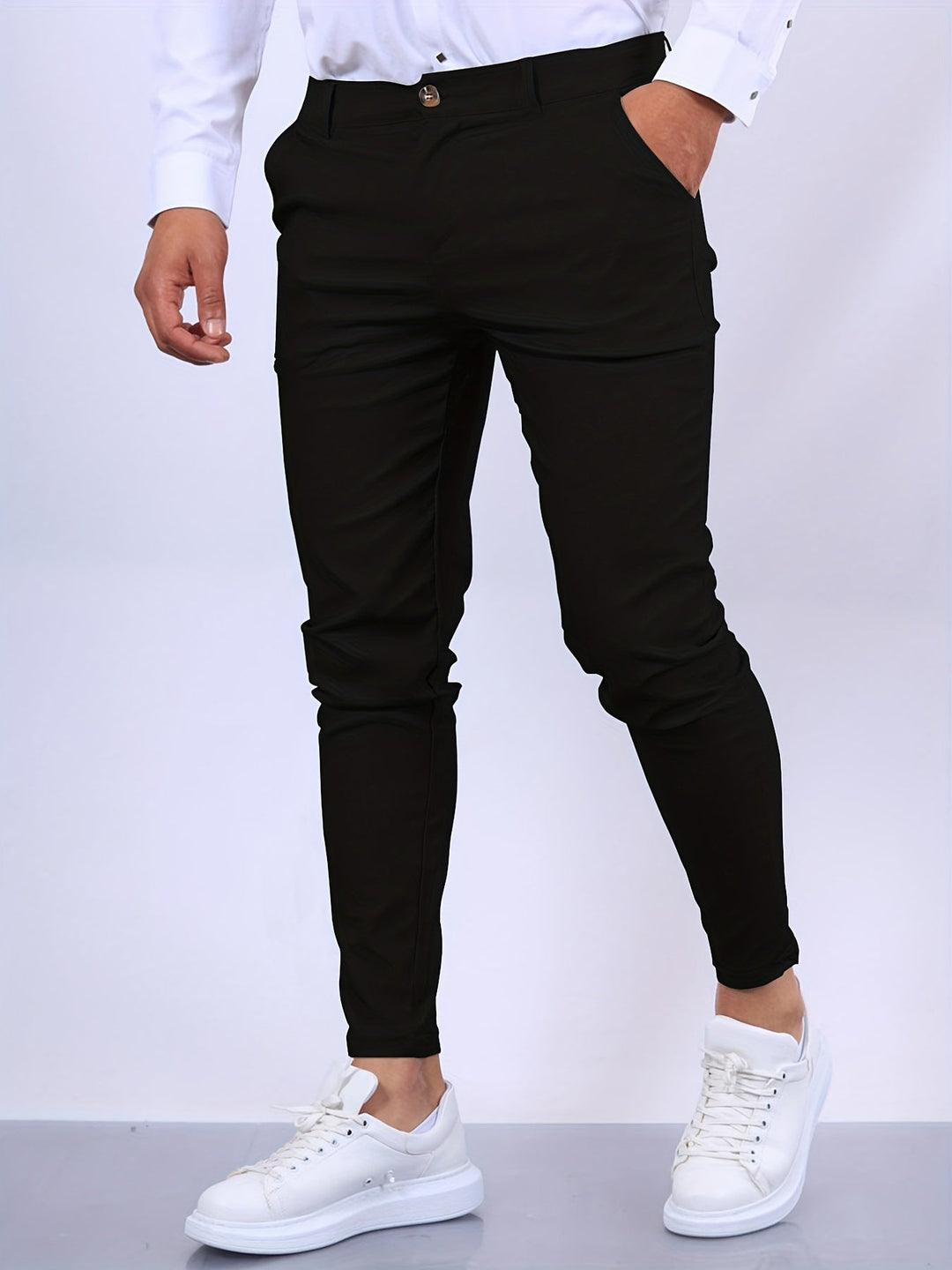 Modieuze heren stretch skinny broek, biedt ultiem comfort en een slanke pasvorm.
