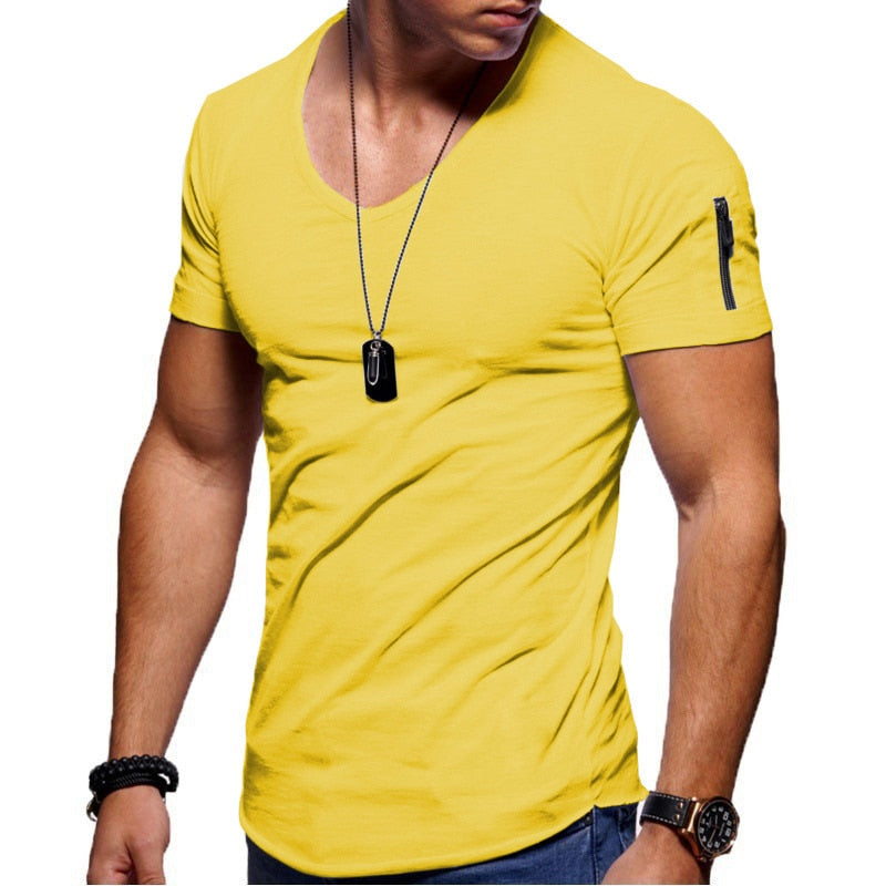 Casual heren t-shirt met unieke rits langs de halslijn