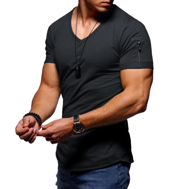 Zwarte heren v-hals t-shirt slim fit voor casual mode