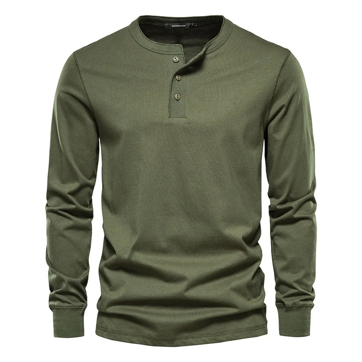 Veelzijdig heren T-shirt lange mouwen. Stijlvolle Henley voor een relaxte, moderne look.