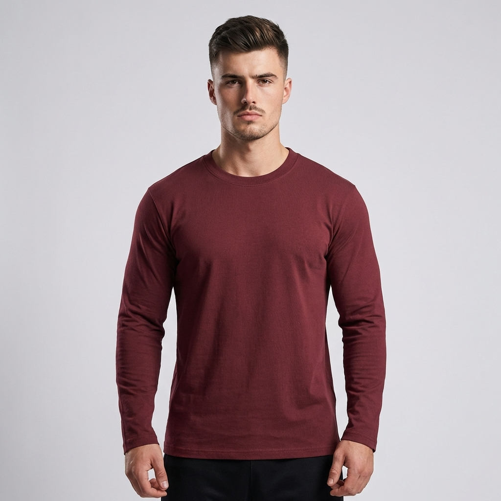 Heren t-shirt met lange mouwen en ronde hals. Comfortabel en stijlvol voor een dagelijkse casual look.