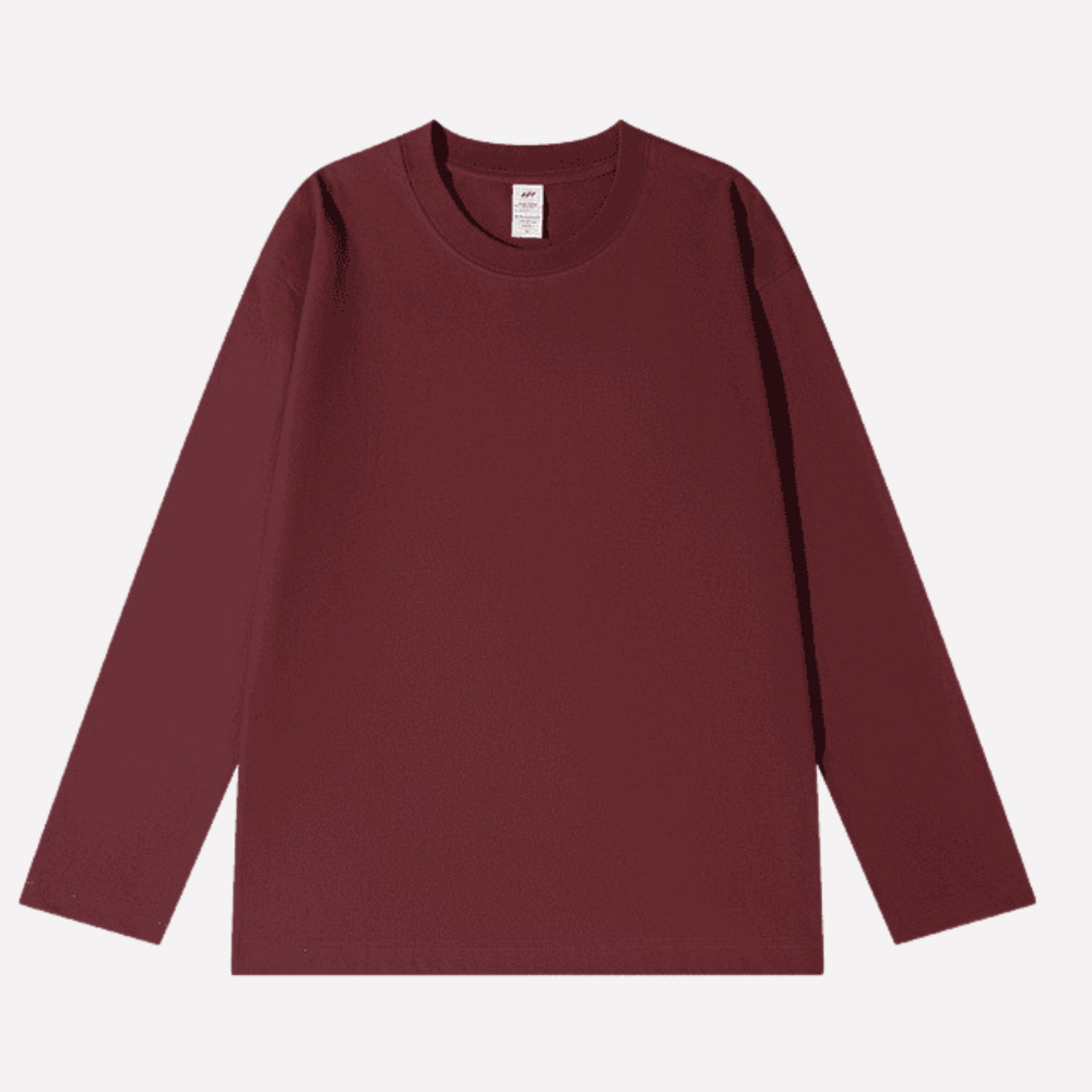 Bordeaux heren t-shirt met lange mouwen. Ideaal voor casual dagen, combineert mode en comfort naadloos.