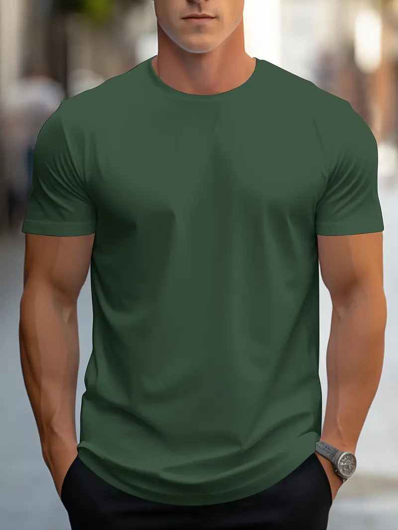 Veelzijdig Nico heren T-shirt in bruin, effen katoen, makkelijk te combineren voor elke stijl.
