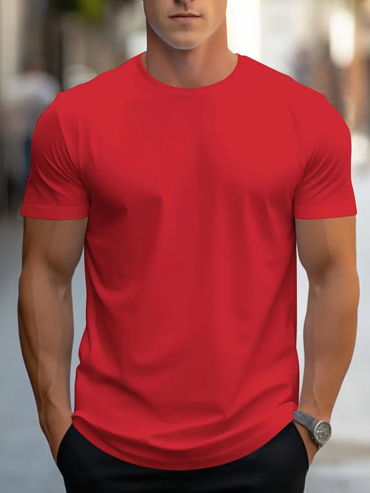 Nico heren T-shirt van katoen, comfortabel voor de hele dag, verkrijgbaar in vele effen kleuren.