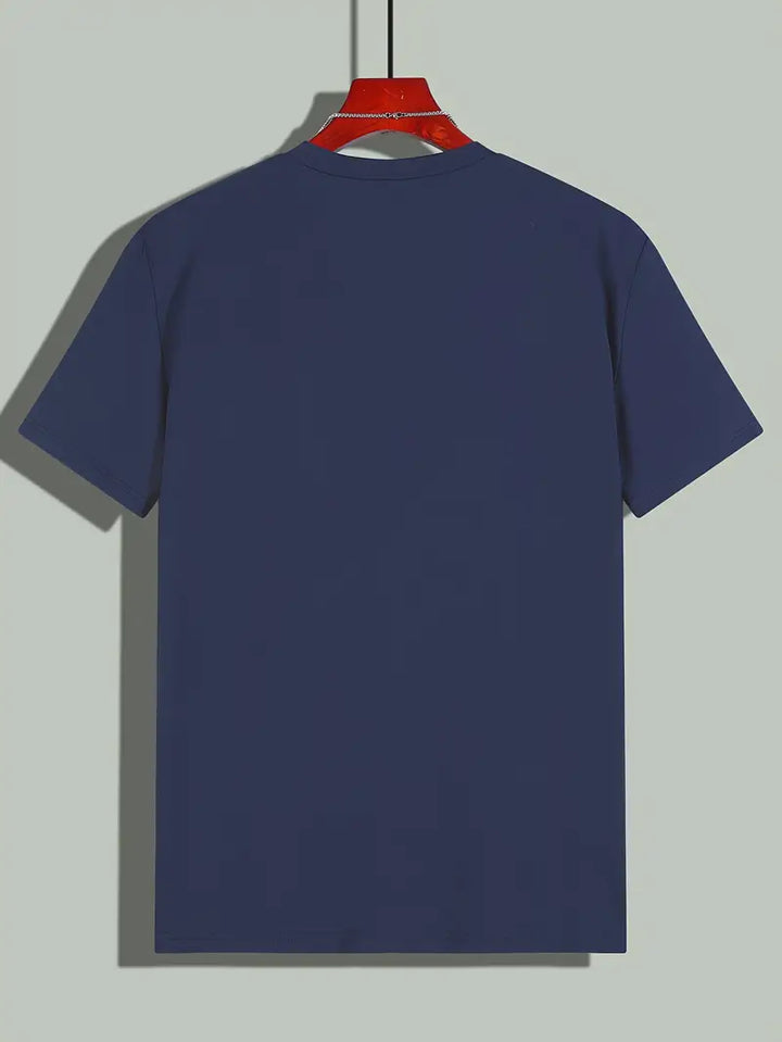 Marineblauw Nico heren T-shirt, klassiek effen katoen, casual en stijlvol voor herenmode.