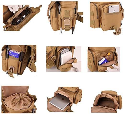 Heren tactische beentas, waterafstotend, robuust en functioneel voor outdoor, reizen & motorrijden.