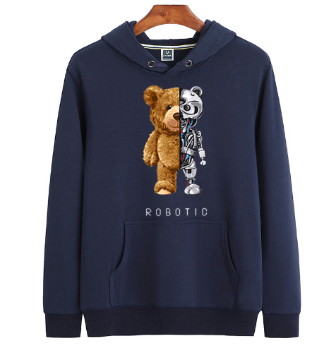 Warme heren hoodie van teddy stof met unieke print. Ideaal als comfortabele winterkleding voor mannen.