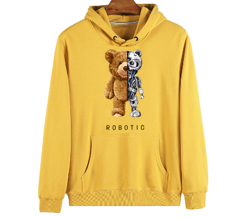 Zachte teddy hoodie voor heren, met capuchon en unieke print. Warme trui voor een casual look.