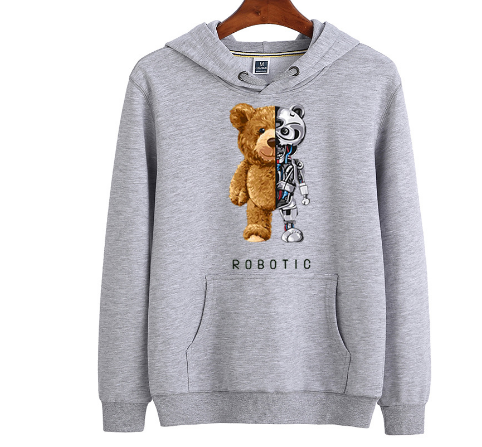 Unieke heren teddy hoodie, stijlvol en veelzijdig. Comfortabele warme trui met print voor mannen.