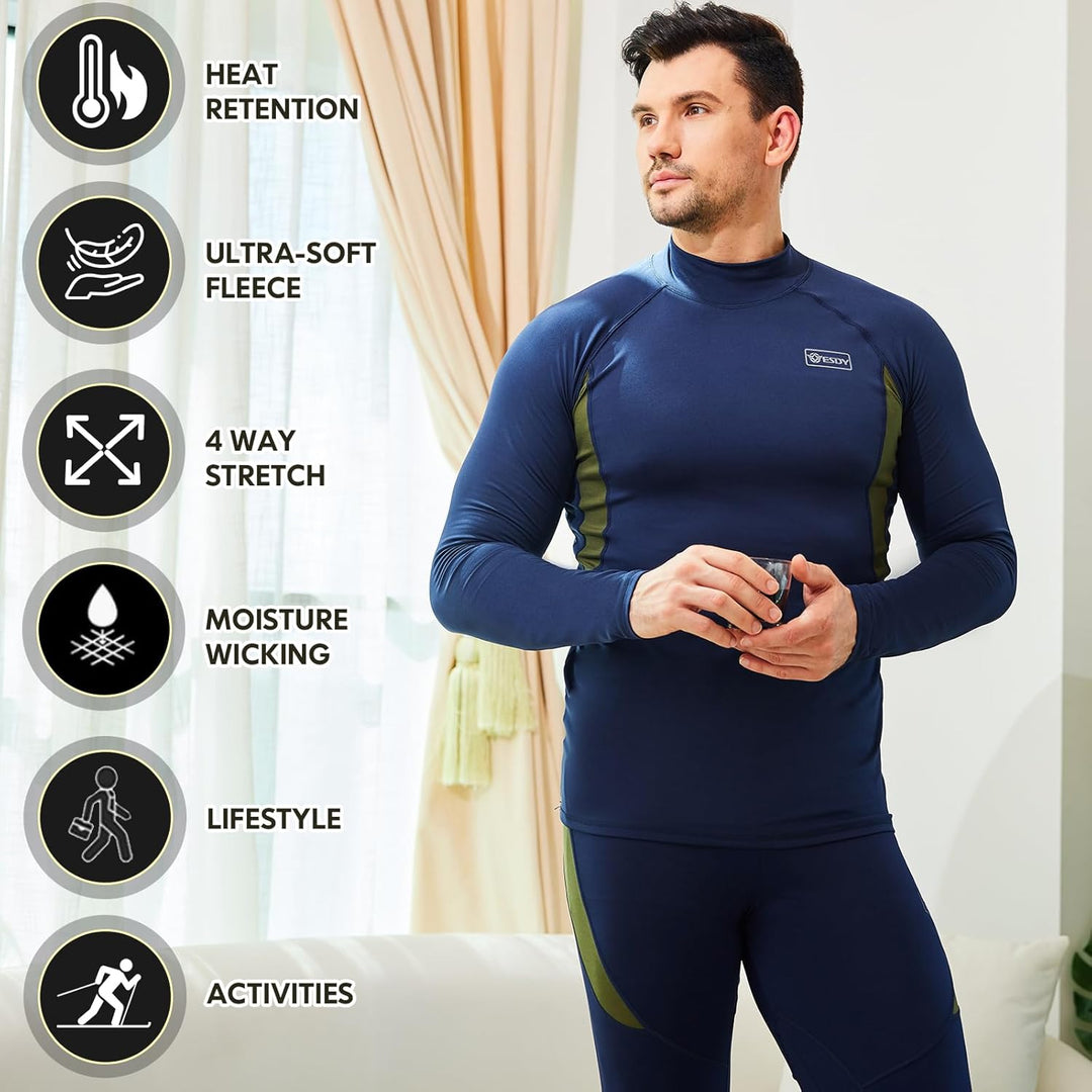 Warme en functionele thermische set heren, voor alle winterse sporten en recreatie.