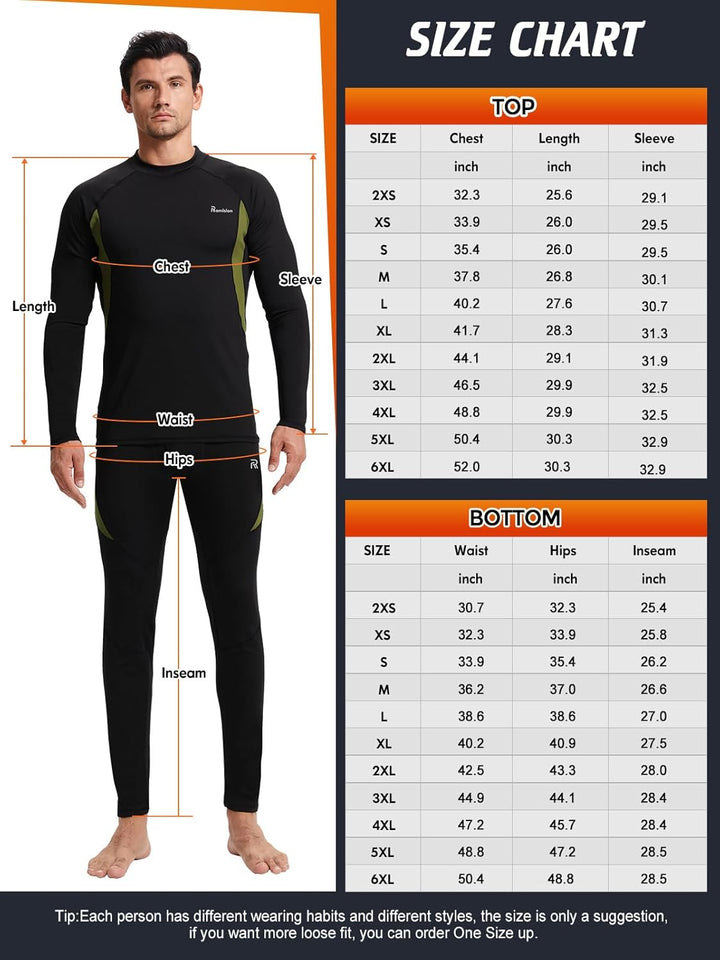 Warme heren thermische set, perfect voor koude ochtenden en avonden.