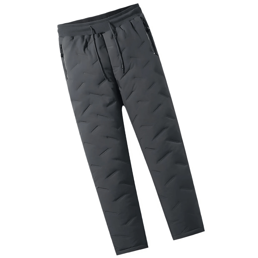 Donkere heren thermobroek, waterdicht en winddicht, perfect voor outdoor sporten in de kou.