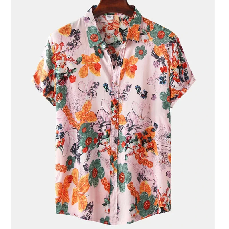 Stijlvol herenhemd met korte mouwen & kleurrijke bloemenprint, ideaal voor casual zomerkleding.